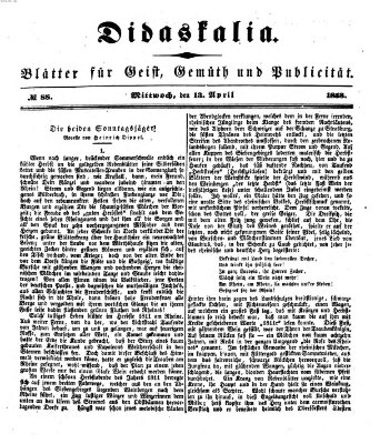 Didaskalia Mittwoch 13. April 1853