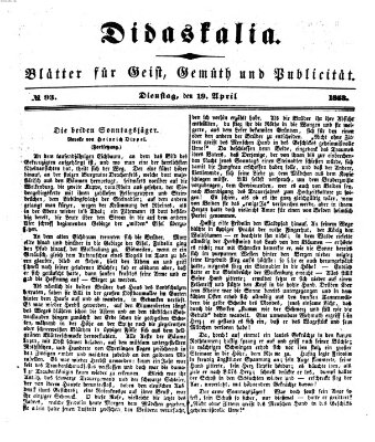 Didaskalia Dienstag 19. April 1853