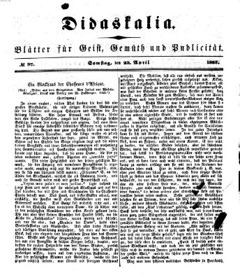 Didaskalia Samstag 23. April 1853