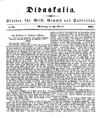 Didaskalia Montag 25. April 1853