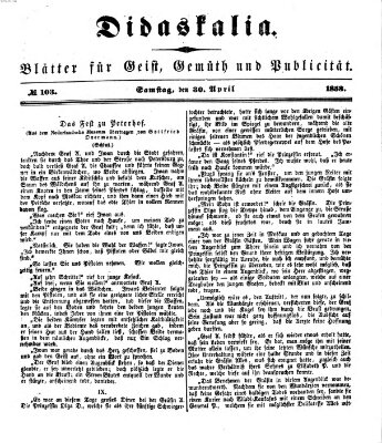 Didaskalia Samstag 30. April 1853