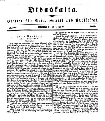 Didaskalia Mittwoch 4. Mai 1853