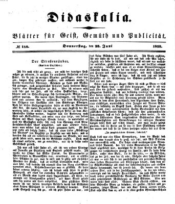 Didaskalia Donnerstag 23. Juni 1853