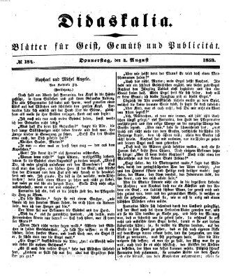 Didaskalia Donnerstag 4. August 1853