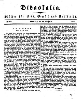 Didaskalia Montag 15. August 1853