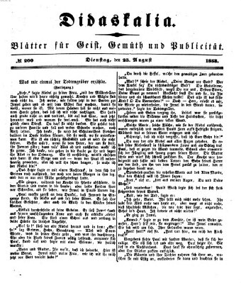 Didaskalia Dienstag 23. August 1853