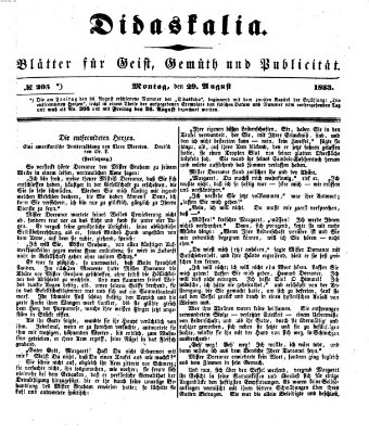 Didaskalia Montag 29. August 1853