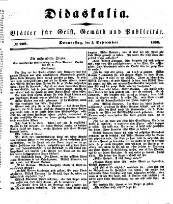 Didaskalia Donnerstag 1. September 1853