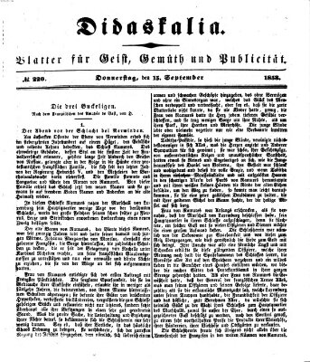 Didaskalia Donnerstag 15. September 1853