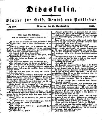 Didaskalia Montag 19. September 1853