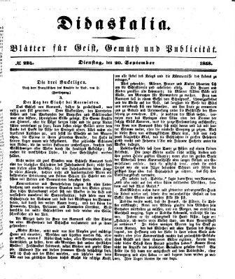 Didaskalia Dienstag 20. September 1853