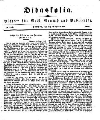 Didaskalia Samstag 24. September 1853