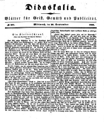 Didaskalia Mittwoch 28. September 1853