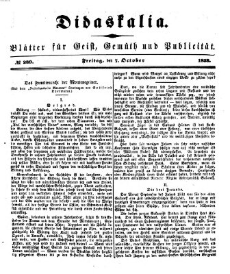 Didaskalia Freitag 7. Oktober 1853