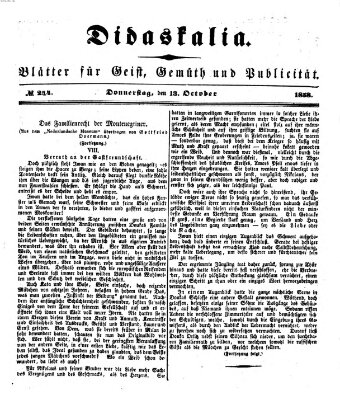 Didaskalia Donnerstag 13. Oktober 1853