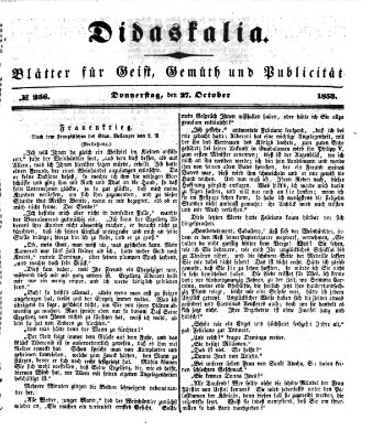 Didaskalia Donnerstag 27. Oktober 1853