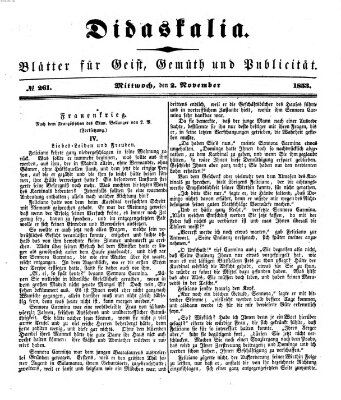 Didaskalia Mittwoch 2. November 1853