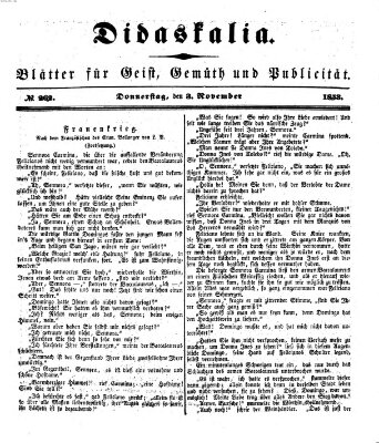 Didaskalia Donnerstag 3. November 1853