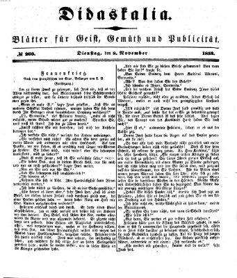 Didaskalia Dienstag 8. November 1853