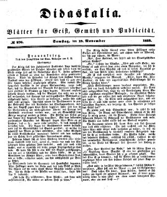 Didaskalia Samstag 19. November 1853