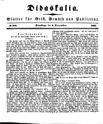 Didaskalia Samstag 3. Dezember 1853