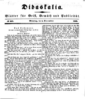 Didaskalia Montag 5. Dezember 1853