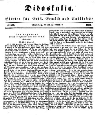 Didaskalia Dienstag 13. Dezember 1853