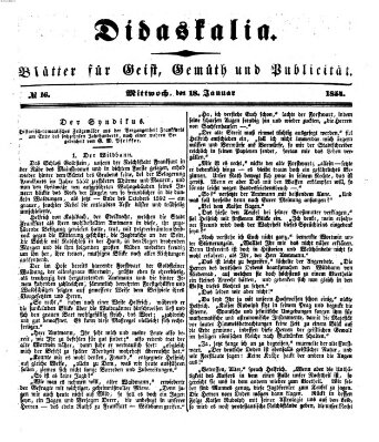 Didaskalia Mittwoch 18. Januar 1854