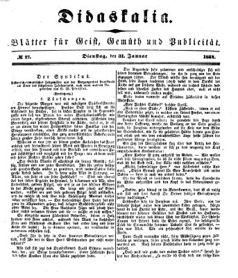 Didaskalia Dienstag 31. Januar 1854