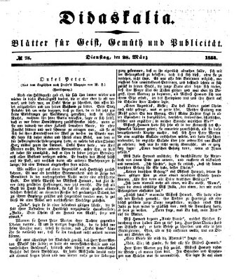 Didaskalia Dienstag 28. März 1854