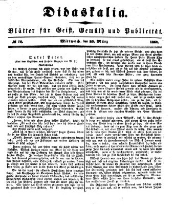 Didaskalia Mittwoch 29. März 1854