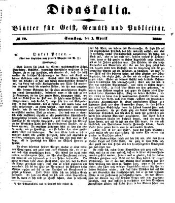 Didaskalia Samstag 1. April 1854