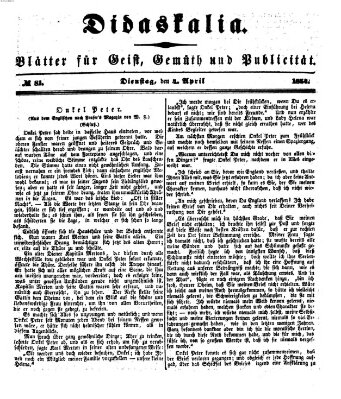 Didaskalia Dienstag 4. April 1854