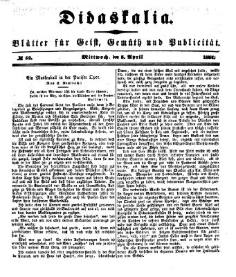 Didaskalia Mittwoch 5. April 1854