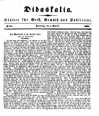 Didaskalia Freitag 7. April 1854