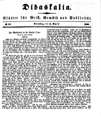 Didaskalia Dienstag 11. April 1854