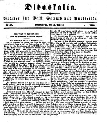 Didaskalia Mittwoch 12. April 1854