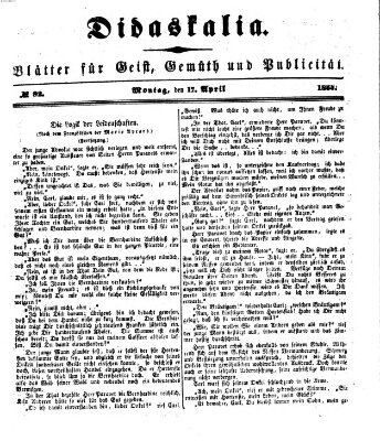 Didaskalia Montag 17. April 1854