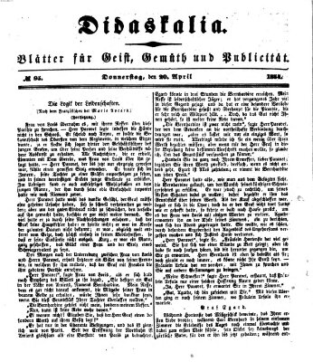 Didaskalia Donnerstag 20. April 1854
