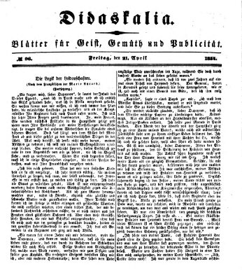 Didaskalia Freitag 21. April 1854