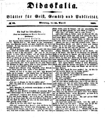 Didaskalia Montag 24. April 1854