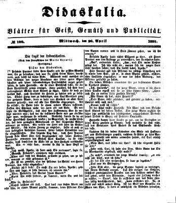 Didaskalia Mittwoch 26. April 1854