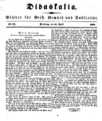 Didaskalia Freitag 21. Juli 1854