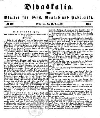 Didaskalia Montag 21. August 1854