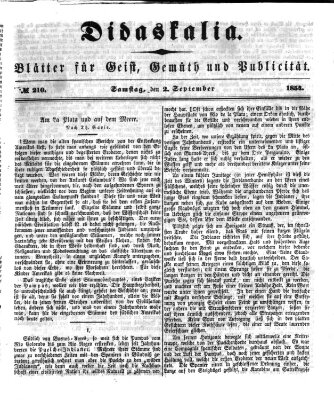 Didaskalia Samstag 2. September 1854