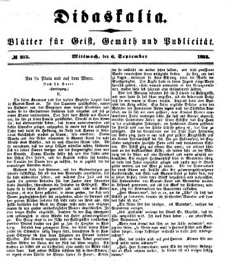 Didaskalia Mittwoch 6. September 1854