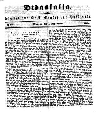 Didaskalia Montag 11. September 1854