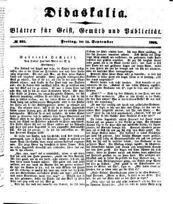 Didaskalia Freitag 15. September 1854