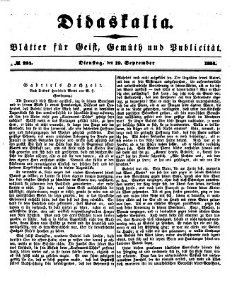 Didaskalia Dienstag 19. September 1854