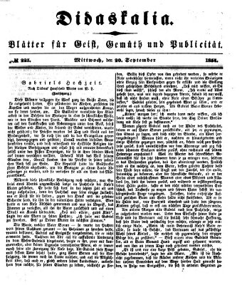 Didaskalia Mittwoch 20. September 1854